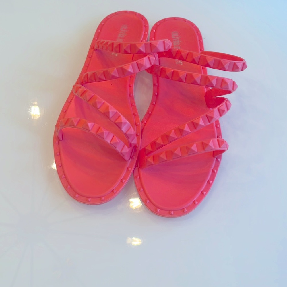 Olivia Miller Studded Pink Jelly Sandals